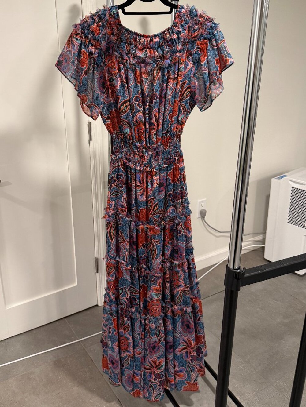 MISA Suki Dress Cerulean Flora Maxi Size S